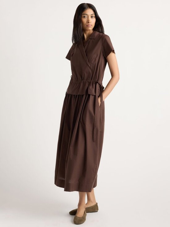 Modern Citizen Dresses & Skirts - Modern Citizen Mitsuki Organic Cotton Wrap-Shirt Dress Size MCacao / M